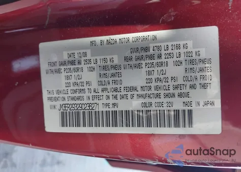 2009 Mazda Cx-7 Sport from USA, damaged, VIN JM3ER293290236271